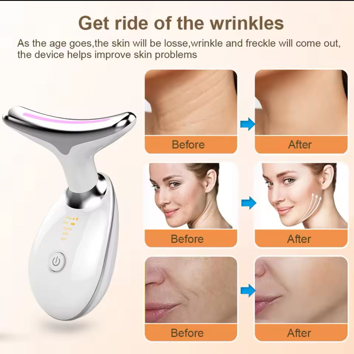 LED Face & Neck Anti-Wrinkle Massager